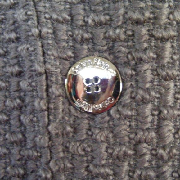 new CALVIN KLEIN Overcoat, S, Basket weave, Gray, Sash Belt, Double Breasted - Picture 7 of 15